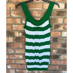 Forever 21 Women’s Green and White Striped Sleeveless Sweater Top    Small